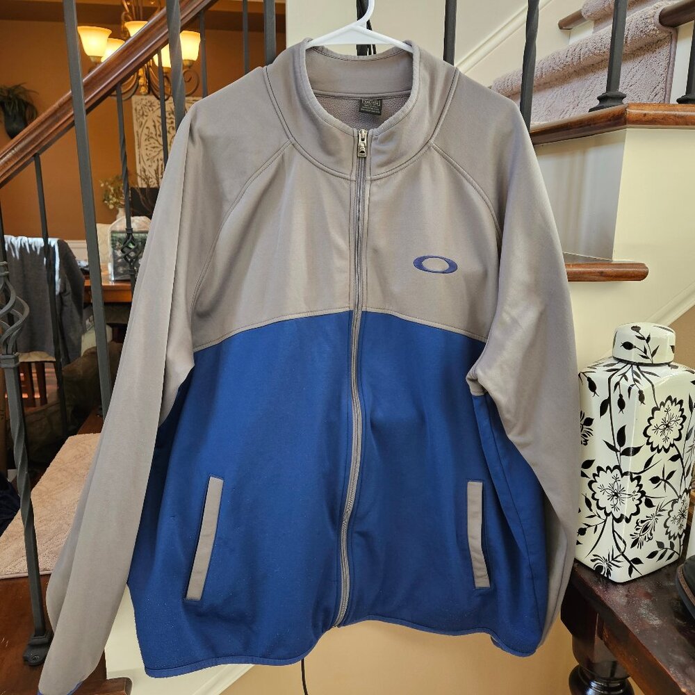 Vintage Oakley Men's "Track" Jacket, Gray/Blue, Sz XXL - Picture 2 of 16